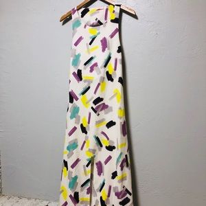 Watercolor Open-Back Maxi Dress